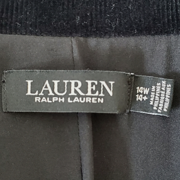 Lauren by Ralph Lauren Logo Crest Corduroy Blazer 14W Black - Picture 8 of 12